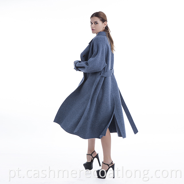 Blue flowing cashmere coat